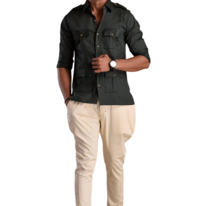 Dark Green Hunting Style Cotton Printed Shirt - Wilderness Mastery | Jaipurio